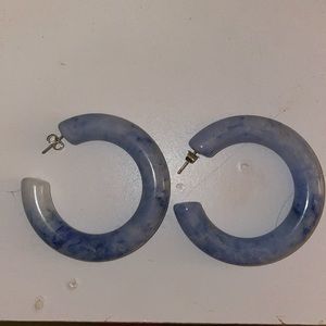 Anthropologie Resin Blue Acetate Hoop Earring
